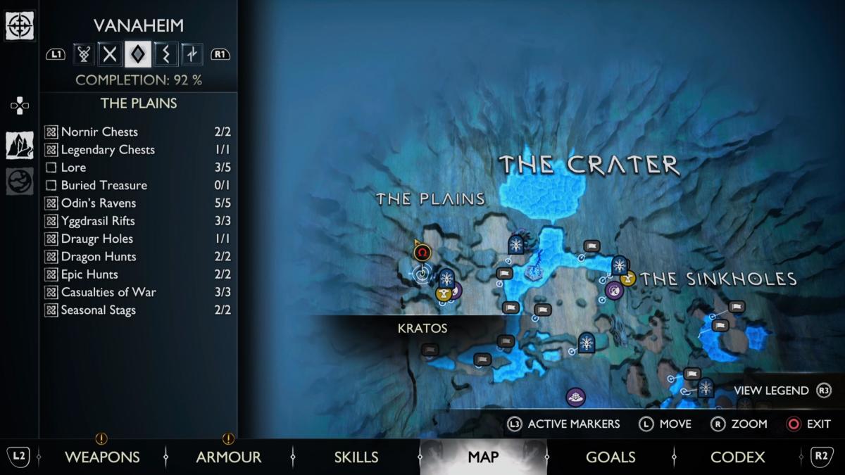 Another map view of Odin's Ravens in The Plains, Vanaheim, in God of War Ragnarok.